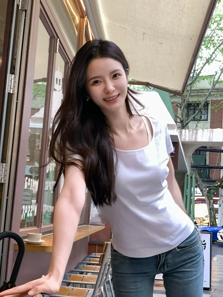 

Футболка Slim Fit из чистого хлопка, атласная Fini U-Ne, с застежкой на талии, ort Sve, женская мода средней длины, премиум-класса