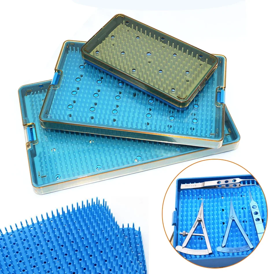 

Medical Grade Silicone Autoclave Tray for Dental Instruments Heat Resistant Sterilization Box with Stand