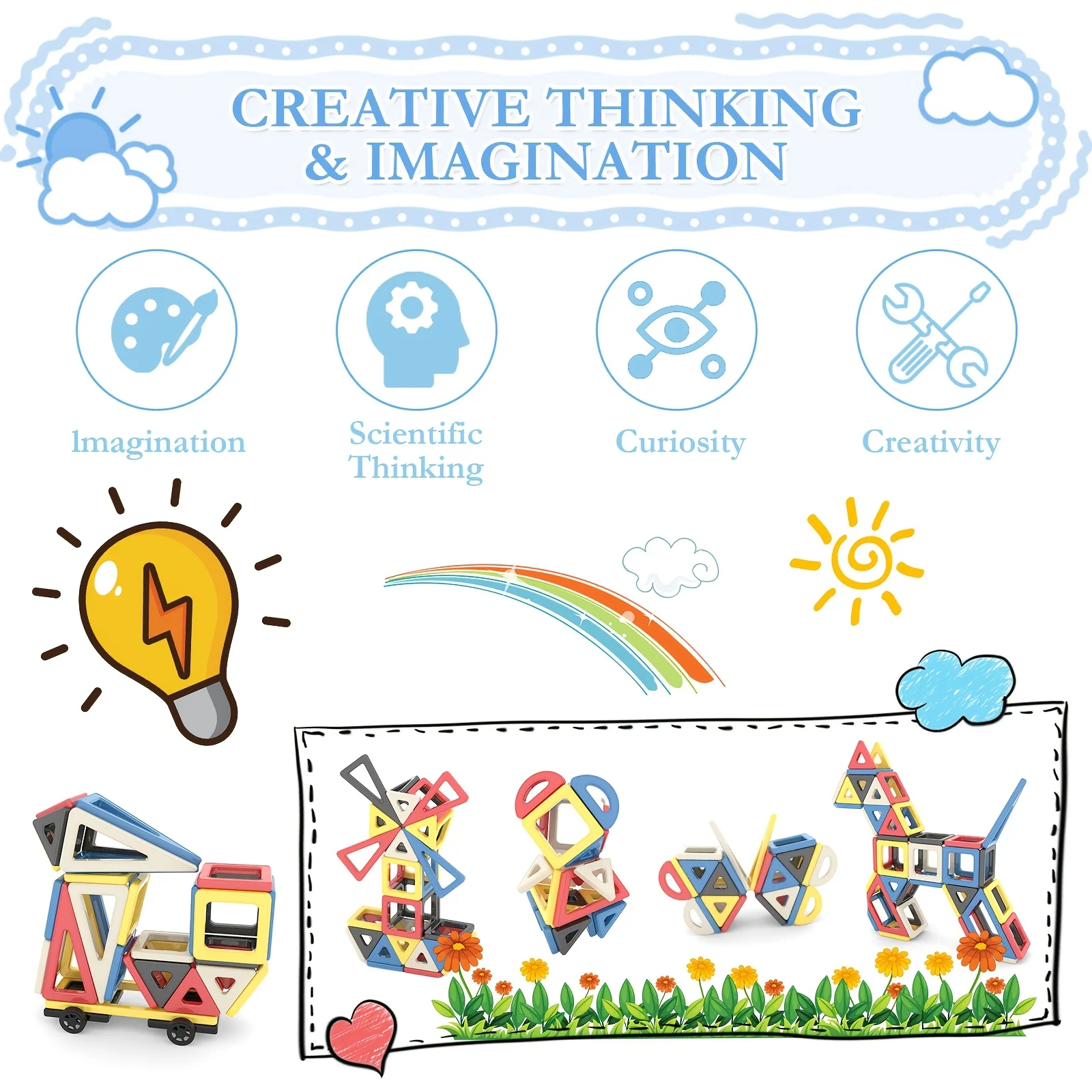 Mini 145Pcs Magnetic Building Tiles 3D Blocks Educational Comstruction Toys STEM Learning Stacking Blocks for Kids Birthday Gift