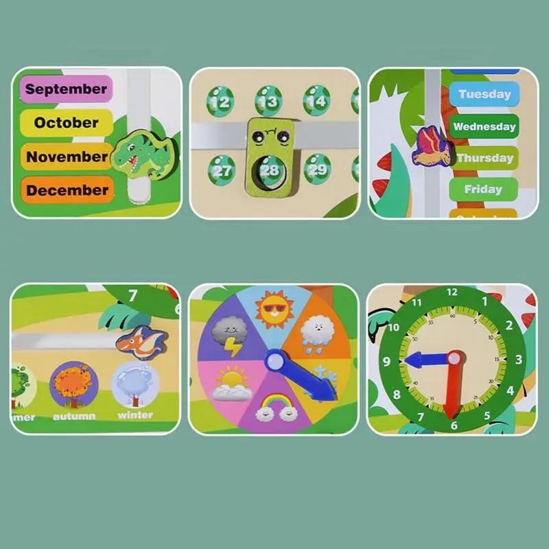 Calendario per bambini Calendario prescolare Orologio didattico 6 in 1 Divertimento per raccontare il tempo Orologio didattico Giocattoli per l'apprendimento e l'educazione Giocattoli da viaggio