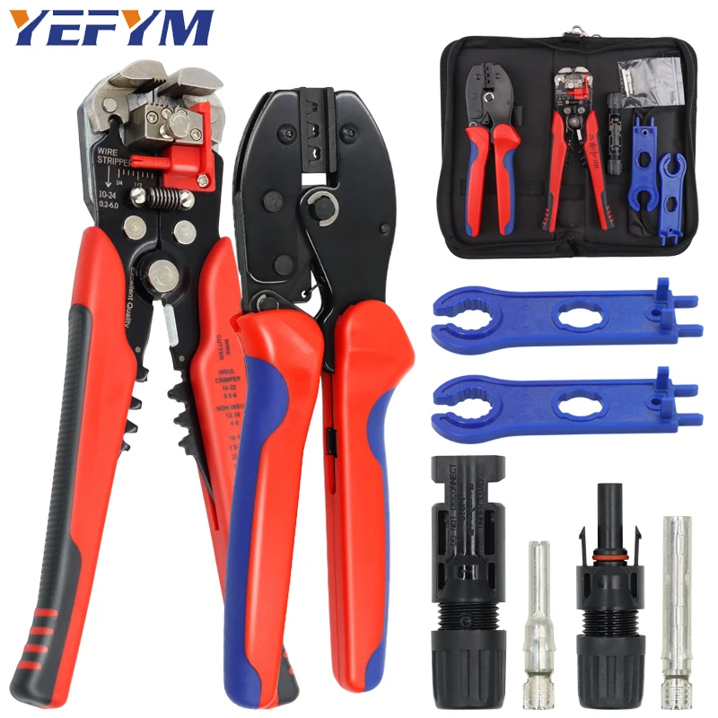 

Solar PV Cable Crimping Tool LY-2546B Kit for 2.5/4/6mm² with Stripper YE-1R, Solar Spanner and solar Connectors Sets