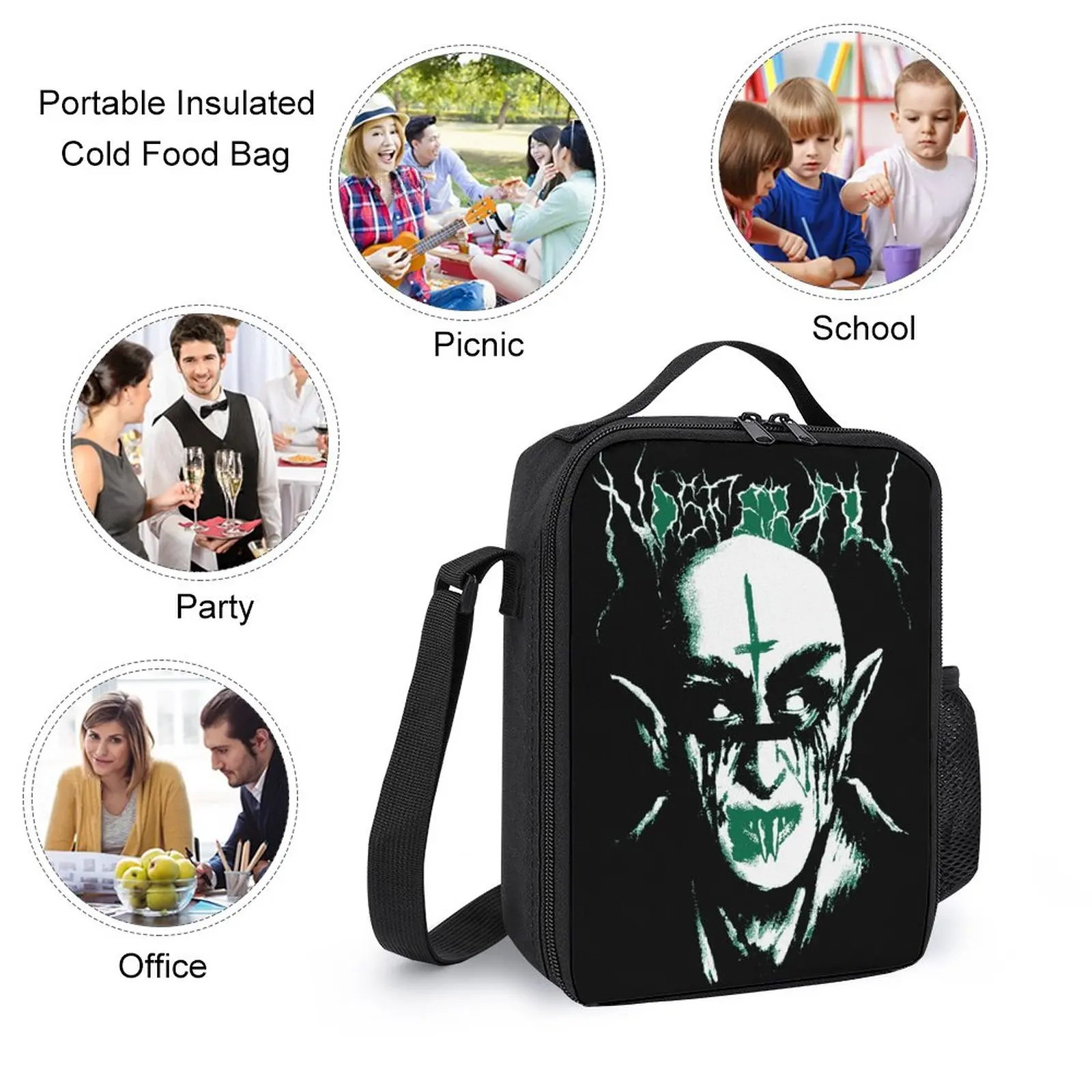 3 in 1 Set 17 Zoll Rucksack Lunch Bag Stift Tasche schwarz Metall Nosferatuer unverzicht bar zum Verkauf sicher einzigartige gemütliche Schulen Feld Pack