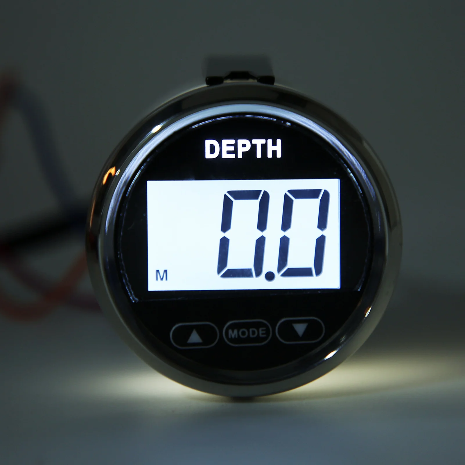 52 mm/2 Zoll Marine-Tiefenmesser, Reichweite 100 m/110 Yards, weiße Hintergrundbeleuchtung, wasserdicht, für Yachten, Fischerboote, digitaler Tiefenmesser, Tiefenmesser