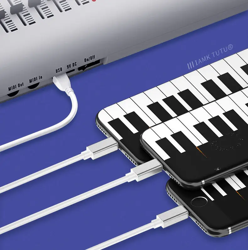 Kabel fortepianowy 3 w 1 USB B OTG do iPhone'a Klawiatura instrumentu MIDI USB Telefon Fortepian elektroniczny Podłącz bęben KABEL Micro Type C — zdjęcie produktu 4