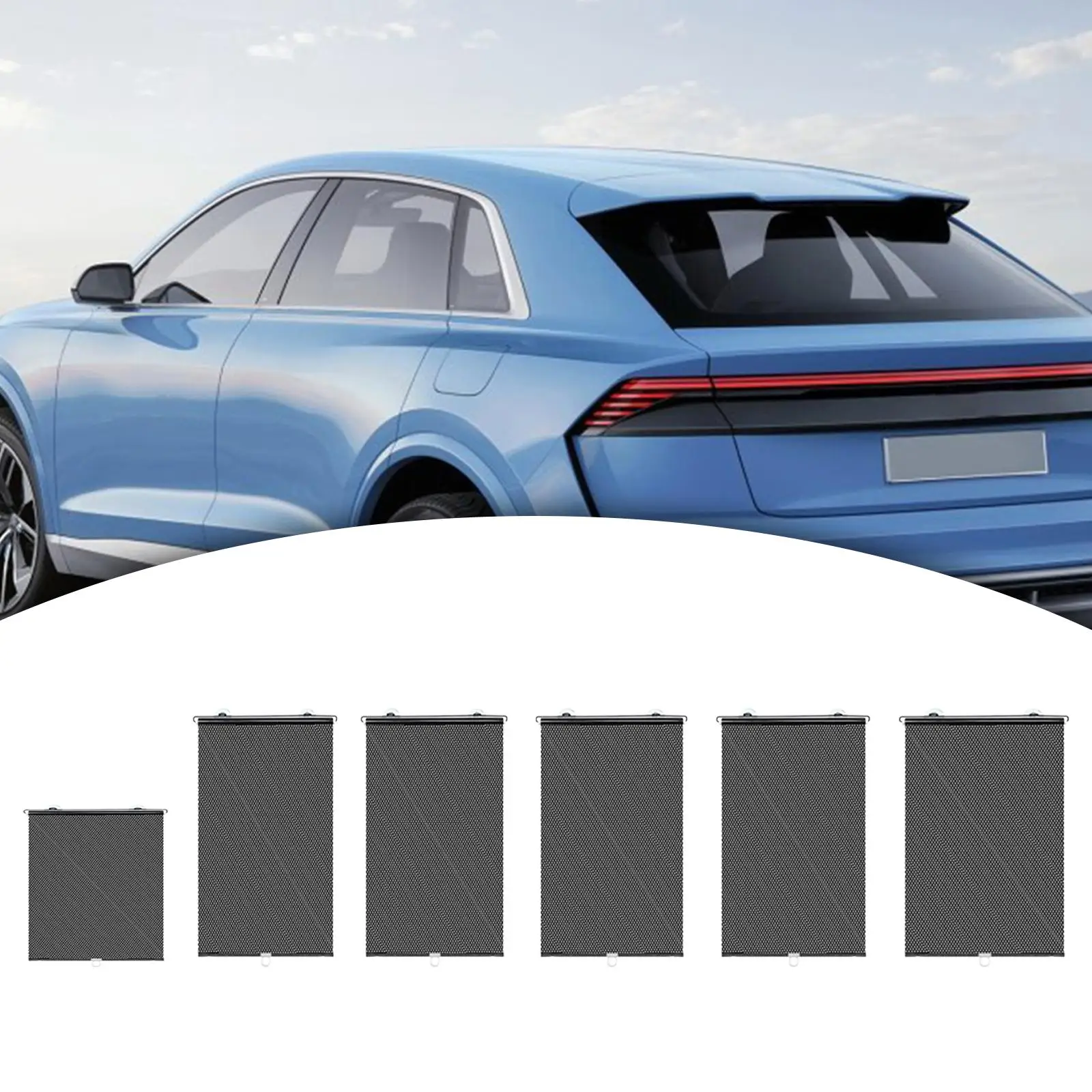 

Auto-telescopic roll window sun protection with suction cup, black privacy