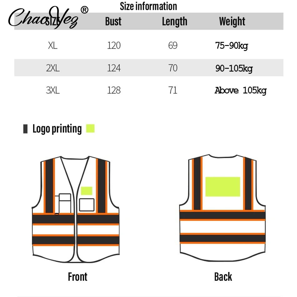 Custom Your Text Logo High Visibility Security Reflective Vest Personalized Construction Traffic Outdoor Safety Cycling Wear