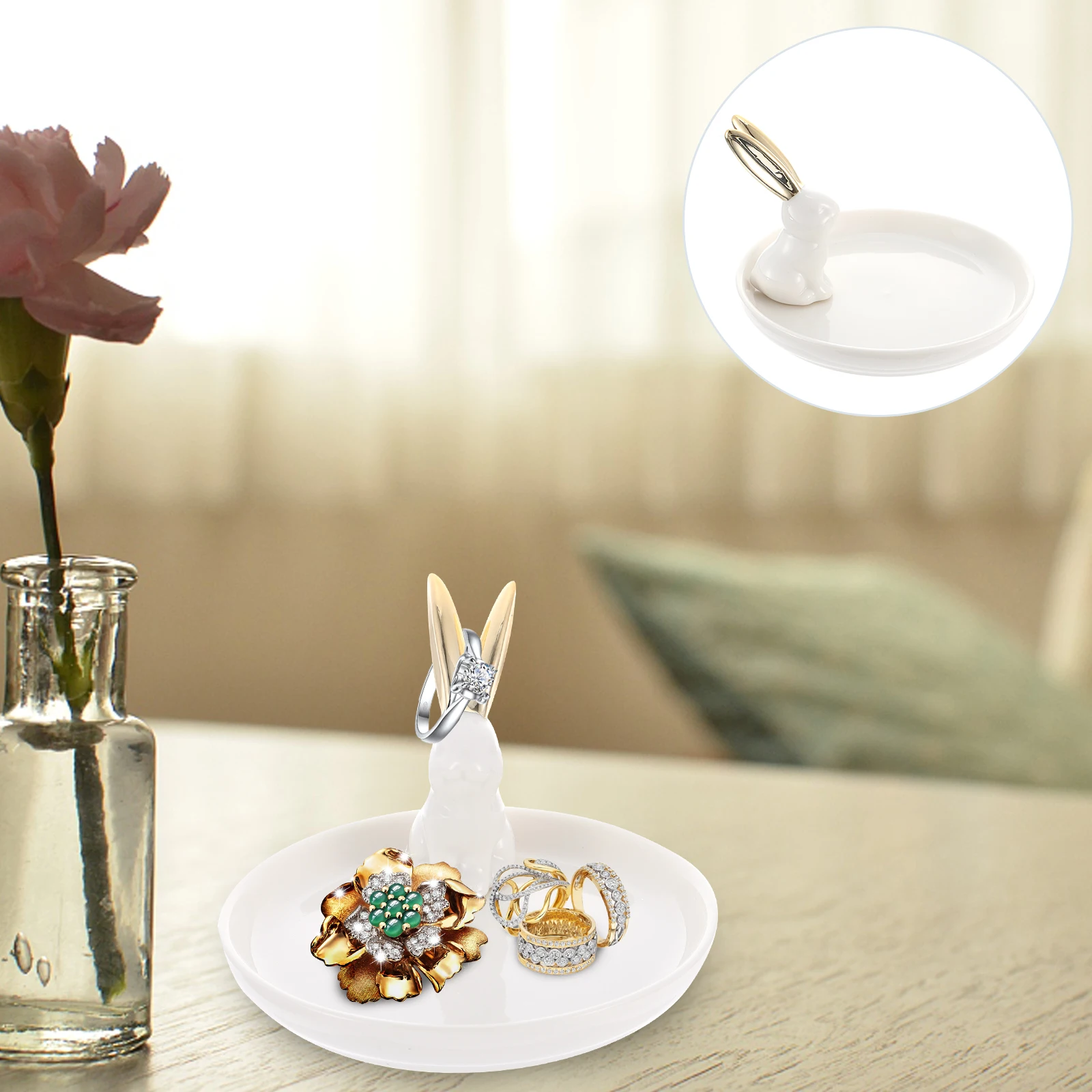 

1Pcs Creative Ceramic Jewelry Tray High Toughness Storage Plate Jewelry Holder for Home Decorative Ring Dish Storage Tray