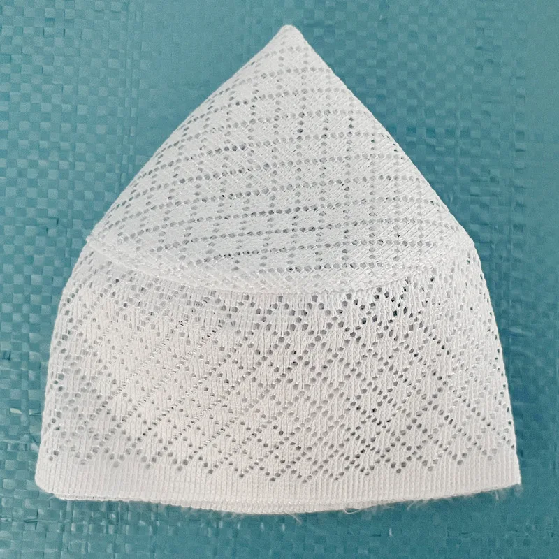 Gorros musulmanes para hombres, ropa, envío gratuito, sombrero de oración con calavera, malla plana de punto Kufi Kippah, Islámico de Arabia Saudita, judío blanco 0740