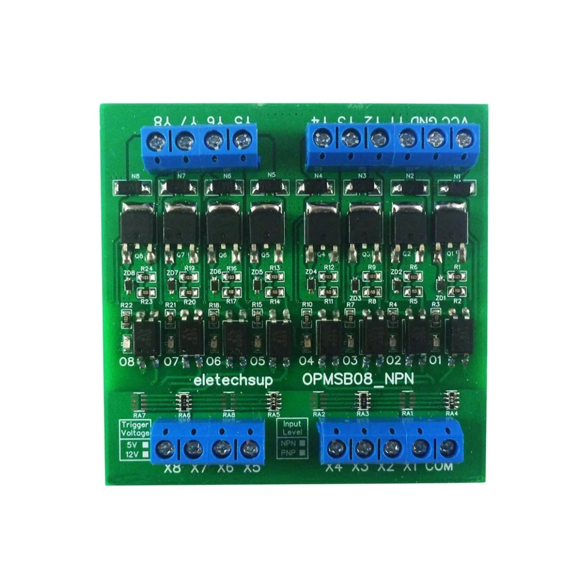 OPMSB08 8CH PWM Signal Amplifier NPN/PNP DC 3.3-24V 0-2kHz Logic Level Converter LED Driver 5A IO Current Amplifier Module