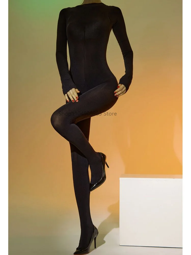 

Unisex Plus Size Nylon Bodystocking Close Open Crotch Bodysuit Tight Sexy Transparent Lingerie Leotard Conjoined Unitard Catsuit