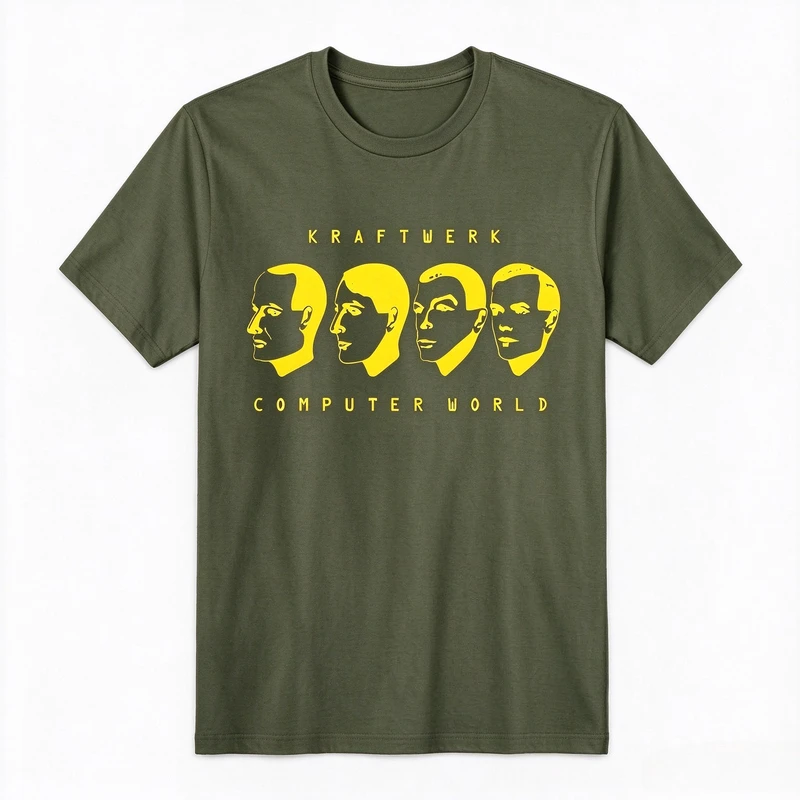 Retro 80s Electronic Band Tshirt Computer World Head Portrait Print Short Sleeve Vintage Music Lover Casual Tee Y2k Top Harajuku
