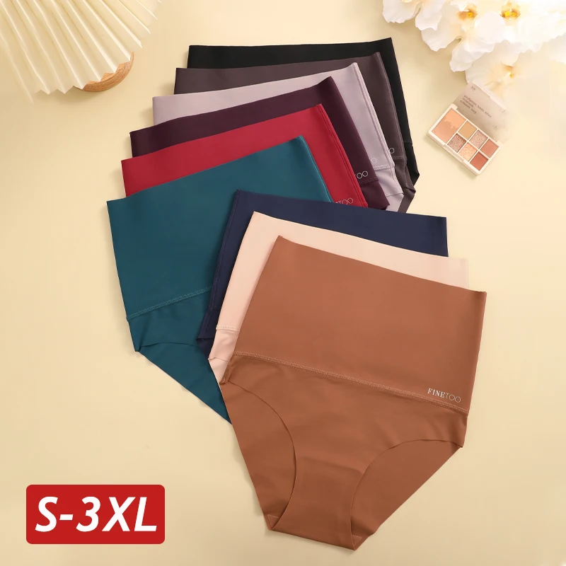 Bragas sin costuras de talla grande para mujer, ropa moldeadora de cintura alta, bragas elásticas levantadoras de glúteos, ropa interior femenina transpirable de seda de hielo sólida