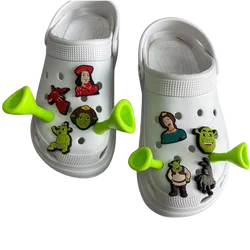 New Cartoon Shrek Ears Shoe Charms Set Crocs Accessories Clogs Sandals Garden Shoe Accessories Funny Jibz for Kids Party Gifts