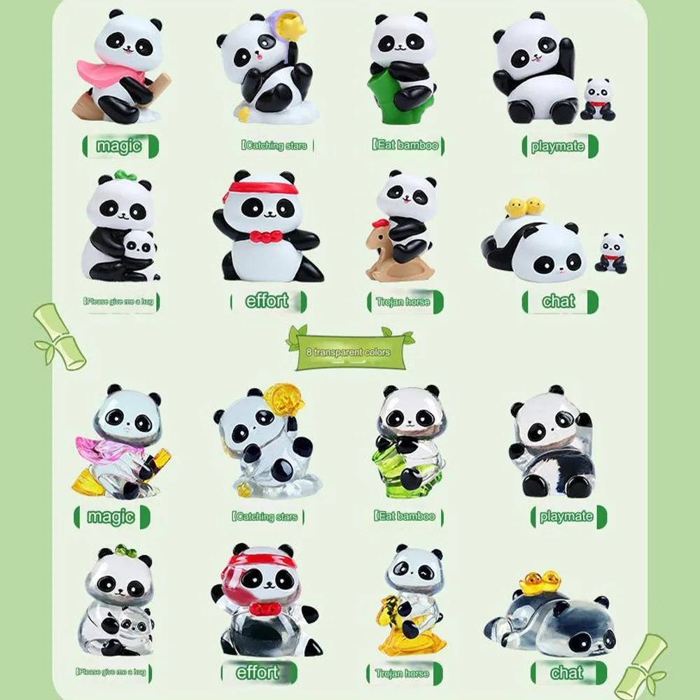 Genuine Chinese Panda Blind Boxes Lovely Figure Cute Dolls Mystery Box Toys Handheld Cartoon Resin Desktop Ornaments