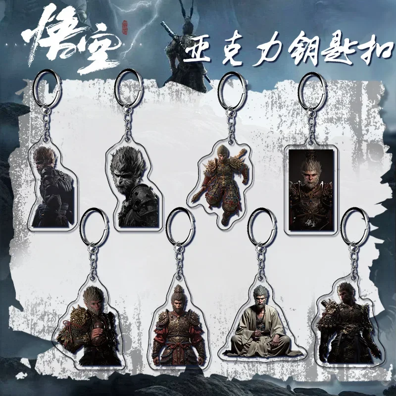 Black Myth: Wukong Keychain Fashion Personality Acrylic Key Ring Backpack Pendant Car Keychain Toys Girl&Child Holiday Gifts