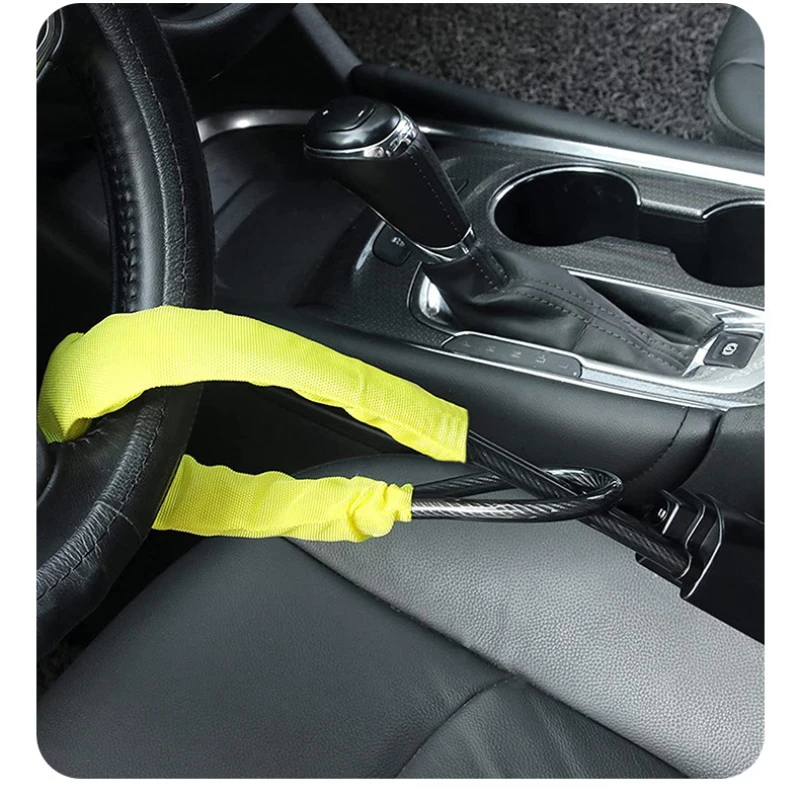 Universal Car Steering Wheel Lock with Seat Belt Buckles Sturdy Lock Theft Prevention Anti Device Lock for Truck SUV Van RV