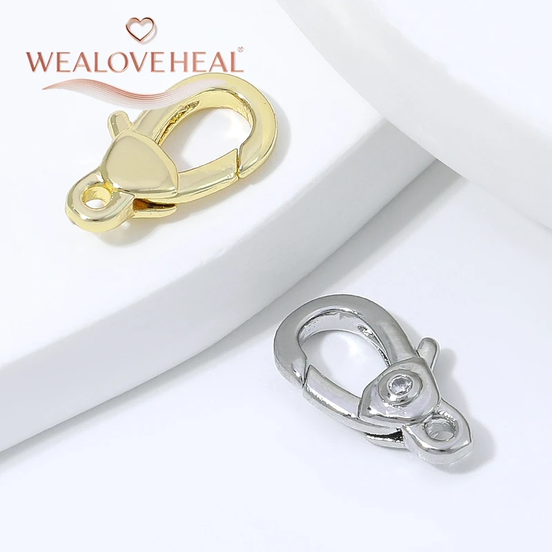 armband verschluss, 18K vergoldete Messing-Karabinerverschlüsse mit eingelegtem Zirkon, 11,5 mm Federhakenverschluss für DIY-Halsketten- und Armbandzubehör, Großhandel – Detail 17