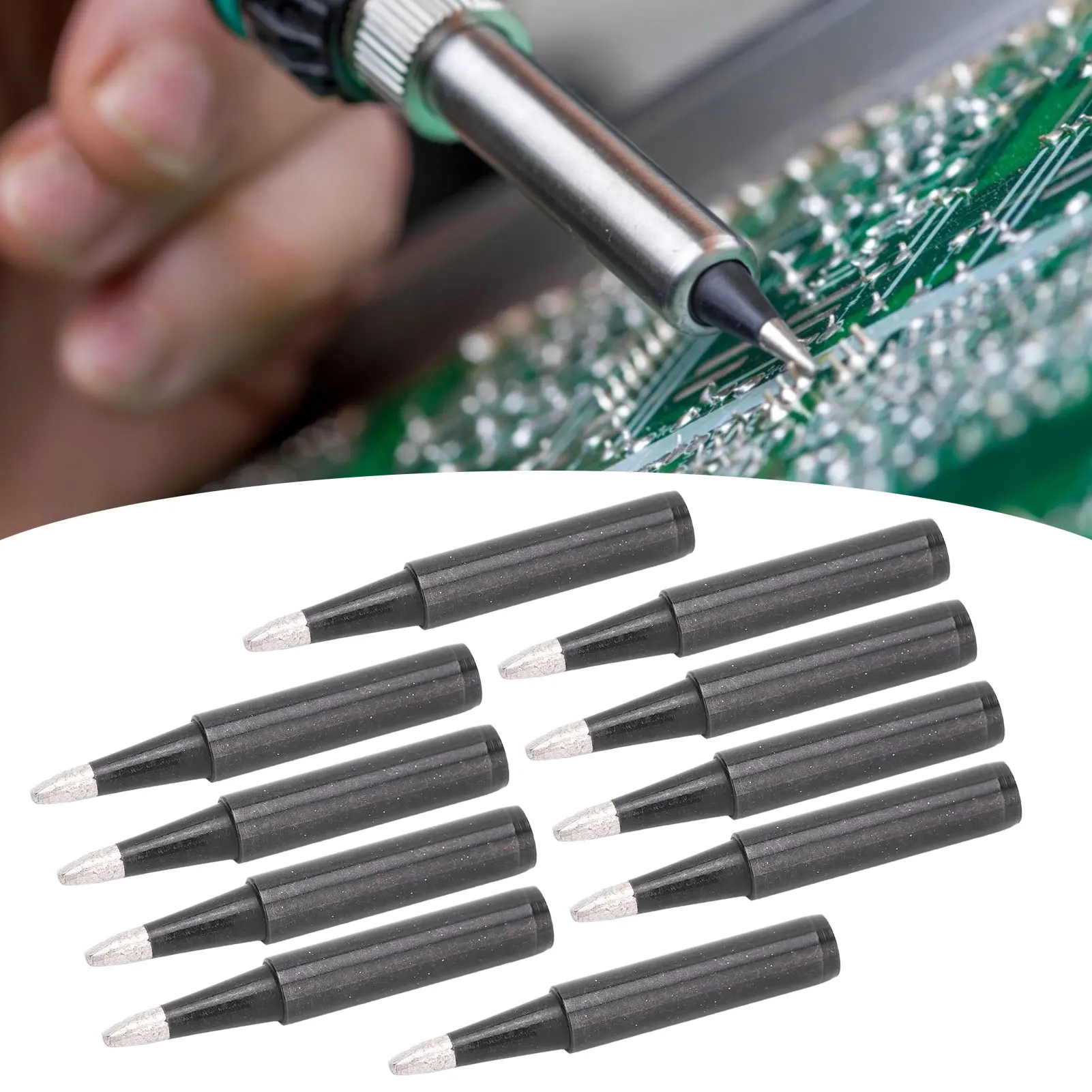 10Pcs Soldering Iron Tips Replacement Black Inner Heating Type Accessories 900M-T-2.4D Soldering Iron Parts Soldering Iron Tips
