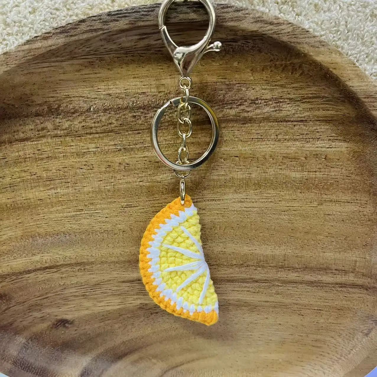 Niedliche Gehäkelte Frucht-Anhänger Gestrickte Zitrone Wassermelone Schlüsselanhänger DIY Haarspange Gestrickte Anhänger – Detail 4
