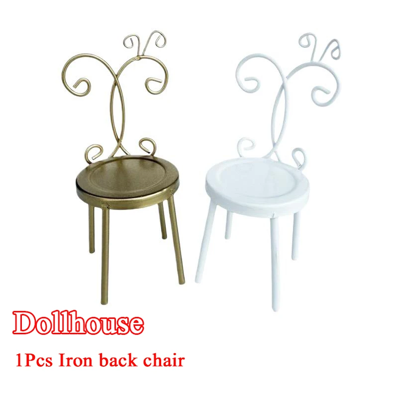 1:12 Poppenhuis Miniatuur Pop Accessoires Ijzeren Rug Stoel Meubels Thuis Model Decor Speelgoed Poppenhuis Accessoires