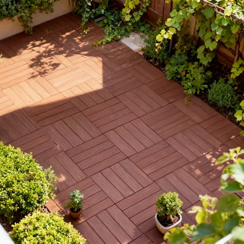 44Pcs Interlocking Anti-Slip Plastic Floor Tiles, Waterproof Reusable Snap Together Flooring Mats, Indoor Outdoor Use for Patio Garage Basement Balcony