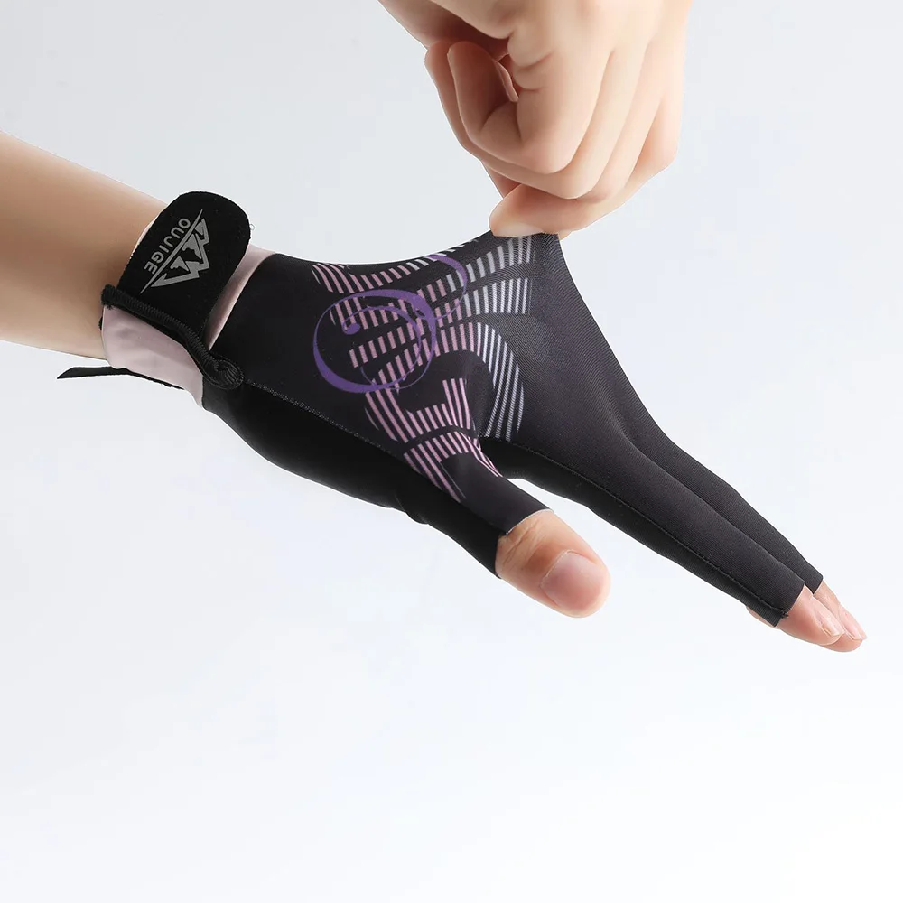 قفاز البلياردو لليد اليسرى غير قابل للانزلاق مرن بثلاثة أصابع قفازات تدريب البلياردو قابلة للتنفس ملحقات اللياقة البدنية #5