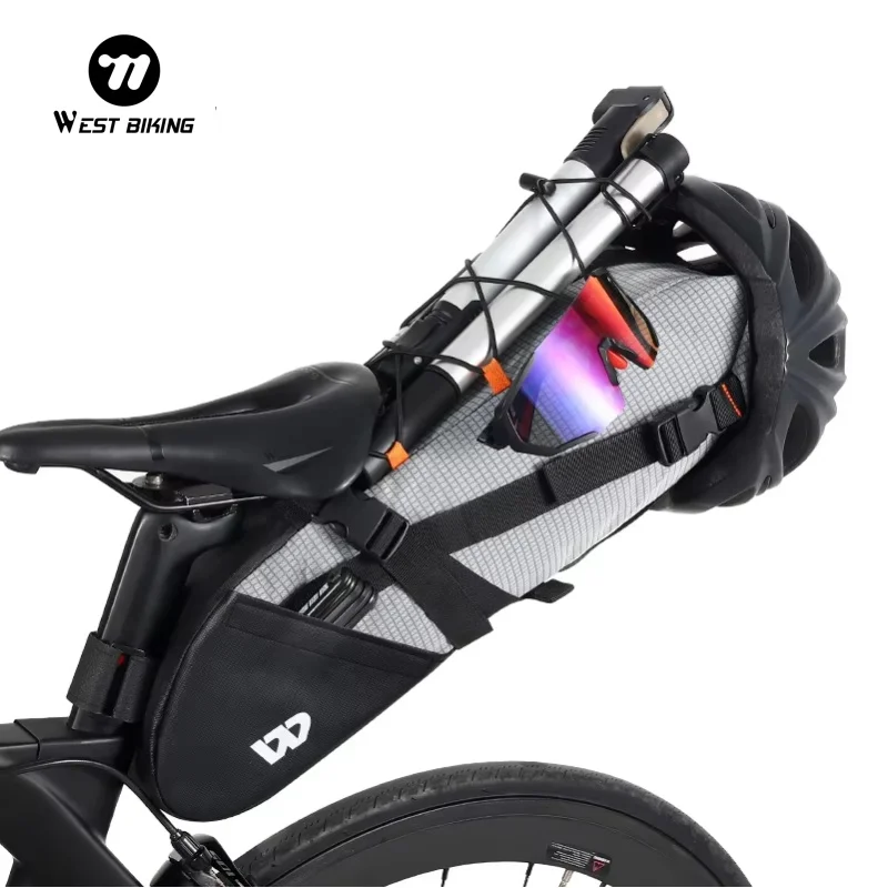WEST BIKING Fahrrad-Satteltasche, 10 l, faltbar, unter dem Sitz,  Fahrradtasche, 100 % wasserdicht, Werkzeugtasche, MTB, Rennrad, Hecktasche  - AliExpress 18
