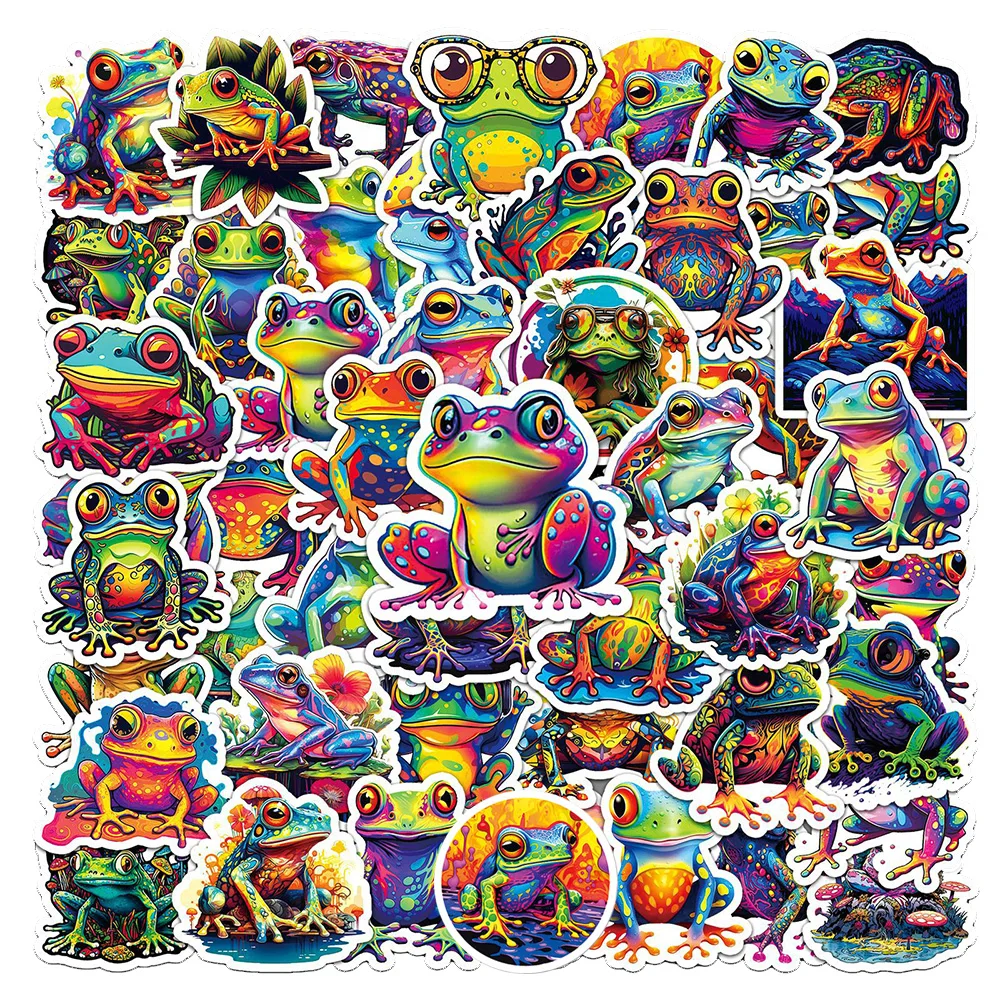 

10/30/50pcs Colorful Frog Graffiti Stickers for Laptop Skateboard Motorcycle Waterproof Cartoon Cool Decoration Kids Sticker Toy