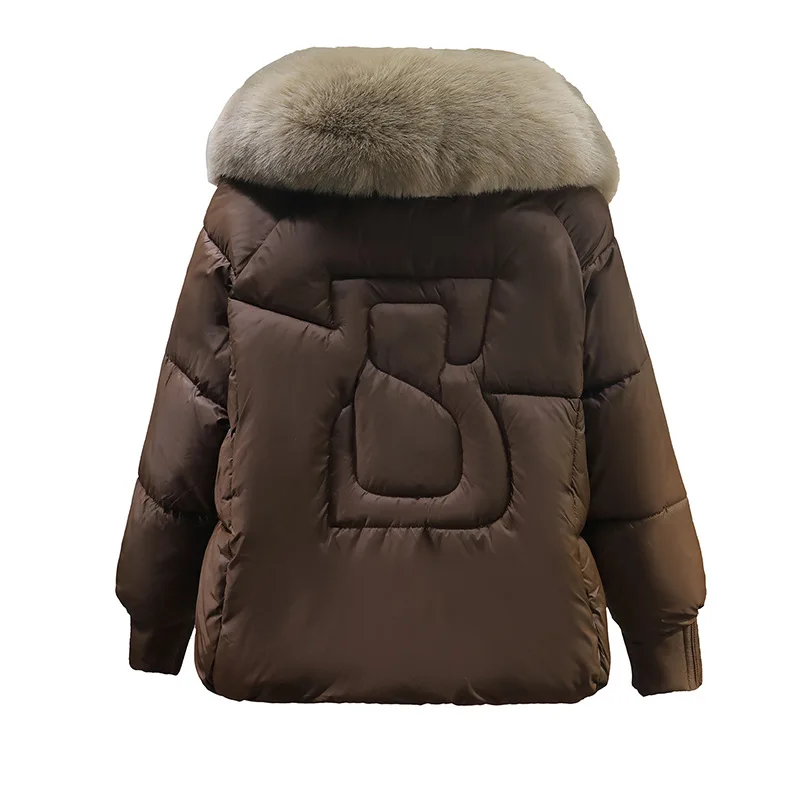 Short Coats Parkas Women Fur Collar Jackets Full Sleeve Thick Warm Y2k Streetwear Elegant Jacket Work Coat Autumn Winter 2025