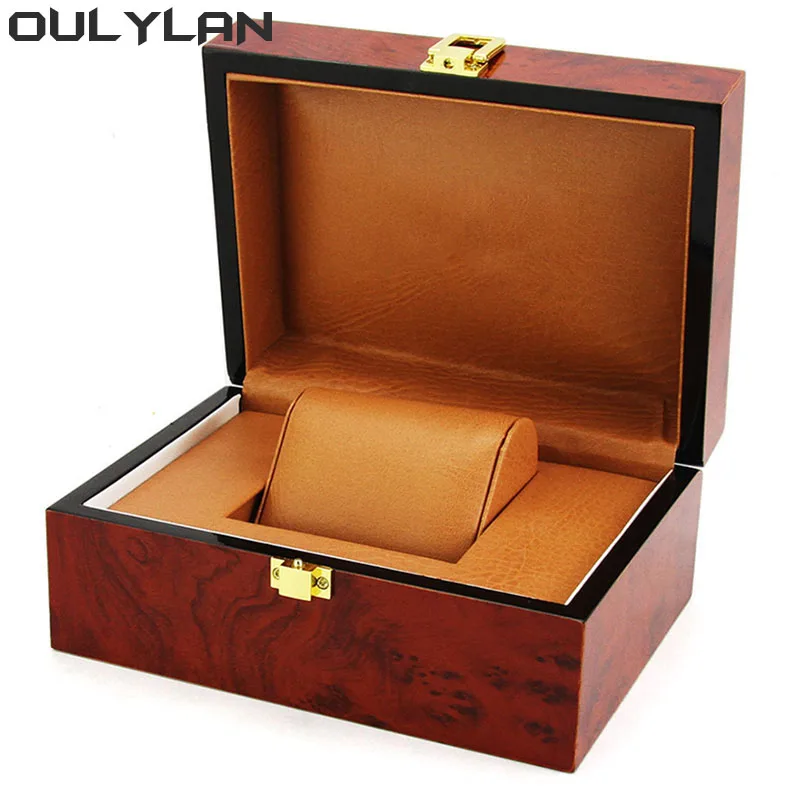 Baked Paint Watch Case Wood Watch Jewelry Packaging Box Organizer High-end Wooden Watch Box 1 Slot High Gloss Exquisite