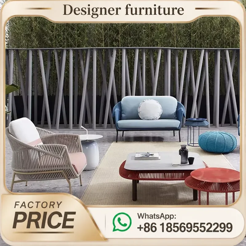 Outdoor Rope Weaving Sofa Waterproof All Weather Garden Patio Furniture For Hotel Villa Resort Swimming Pool Leisure