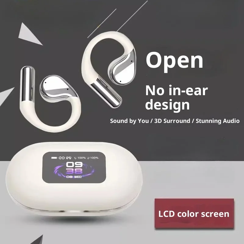 LCD تعمل باللمس سماعات رياضية بلوتوث 5.4 مرحبا فاي صوت ستيريو غير في الأذن عمر البطارية الطويل إلغاء الضوضاء سماعات