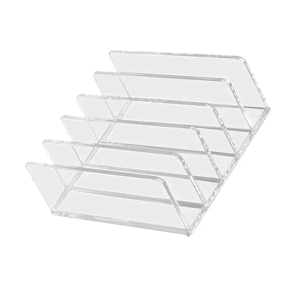 File Organizer Rack 5 Sections Desktop Letter Racks Acrylic Book Magazine Holder Office Supplies Wear Resistant Storage Shelf