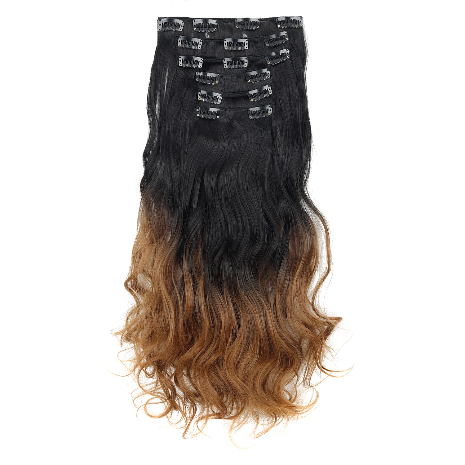 Clip In Hair Extensions 6pcs Full Head Long Wavy Curly Hairpieces Colorfull Synthetic Hair for Women’s Daily & Party Styling