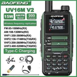 Baofeng UV16M V2 Six-band 15W WalkieTalkie IP67 Wireless frequency replication USB-C Charger UV-16 Long Range FM 2-way Radios