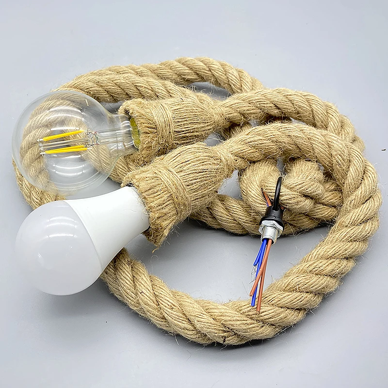 Vintage Hemp Rope Pendant Light Retro Loft Industrial Hanging Lamp Creative Country Style Edison Bulb Lamp Home Light Decoration