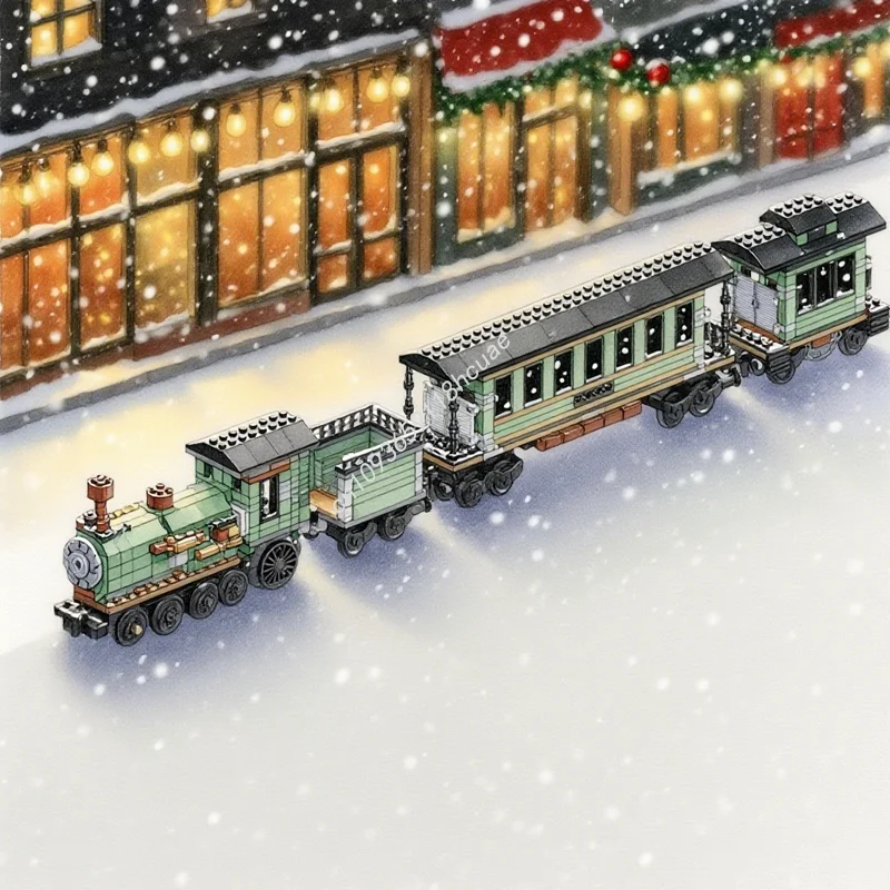 

687 шт. MOC, полный поезд с привидениями, сезонная модель на Хэллоуин, строительные блоки, архитектура, рождественские подарки, игрушка, кирпич, образование