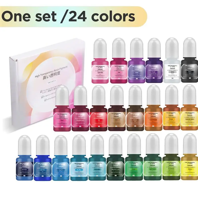 24 renk/Set Alçı Çimento Pigment Su Bazlı Pigment Sıvı Renklendirici Boya Konsantre Çimento Alçı Zanaat Kalıp Pigment Boya Kiti