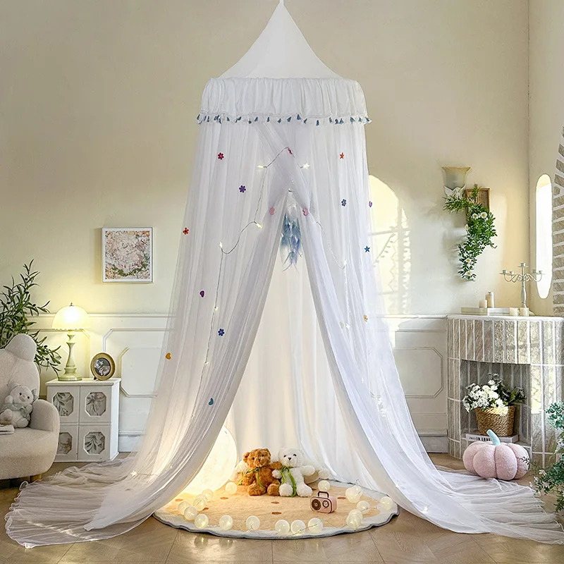 

Dome Bed Canopy Nordic StyleinsWindproof Children's Ceiling Mosquito Net Bed Tent Blackout Bed Curtain