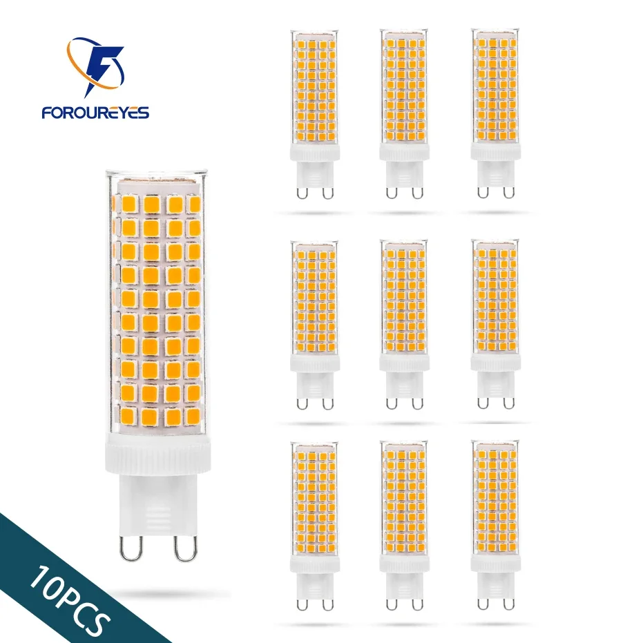 10pcs G9 LED Lamp AC100V-265V 10W No Flicker 124LEDS SMD2835 Ceramics Chandeliers Light Lighting For Living Room Led Bulb