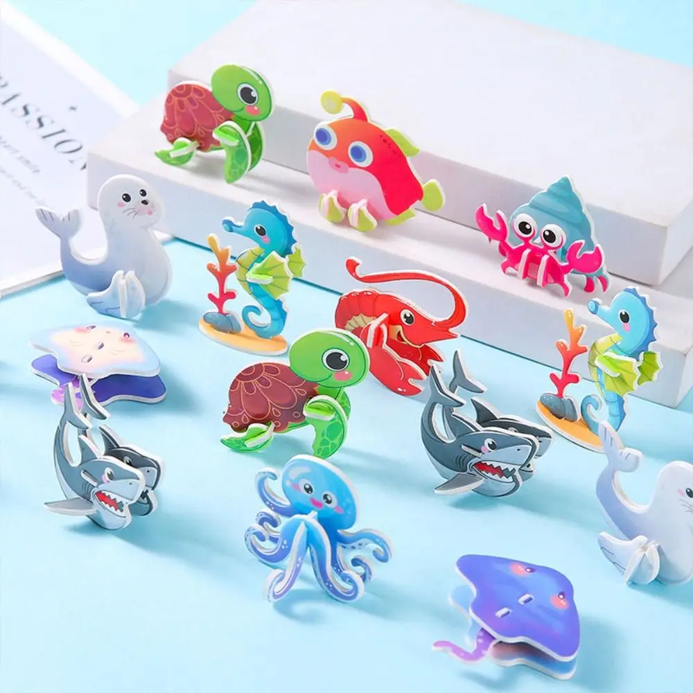 10 pezzi regalo 3D animali marini puzzle di carta puzzle cognitivo puzzle tridimensionali per bambini giocattolo di apprendimento per bambini