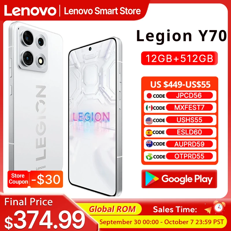 レノボ レジオン Y70 2026 ゲーミングスマートフォン グローバルROM スナップドラゴン8 Gen 5 CPU 6.82インチ 144Hzディスプレイ 8000mAh 90W携帯電話
