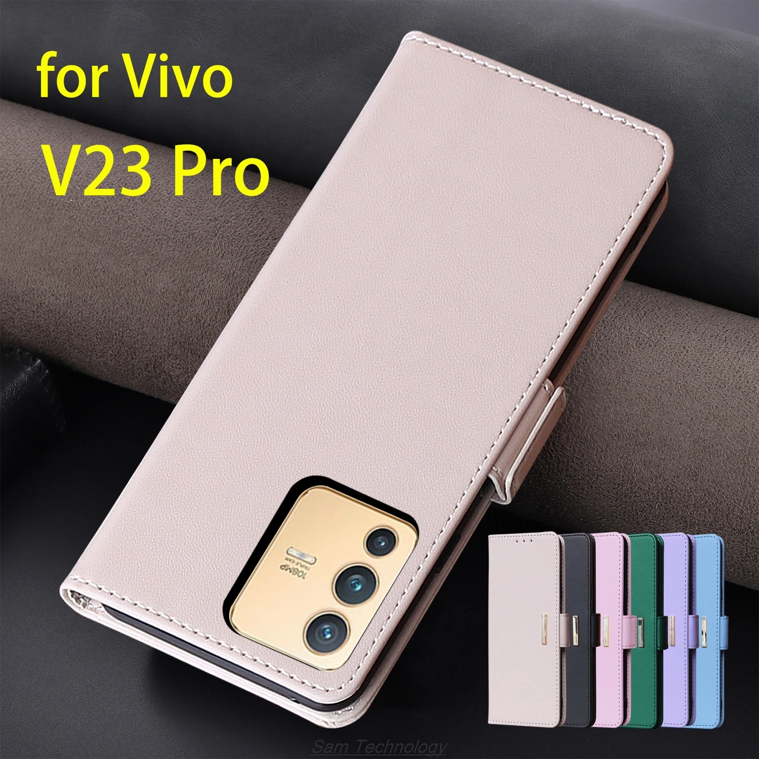 

Кожаный чехол с магнитной пряжкой для Vivo V23 Pro V23Pro, кошелек с RFID-блокировкой, откидная крышка, женский простой чехол, чехол, чехол