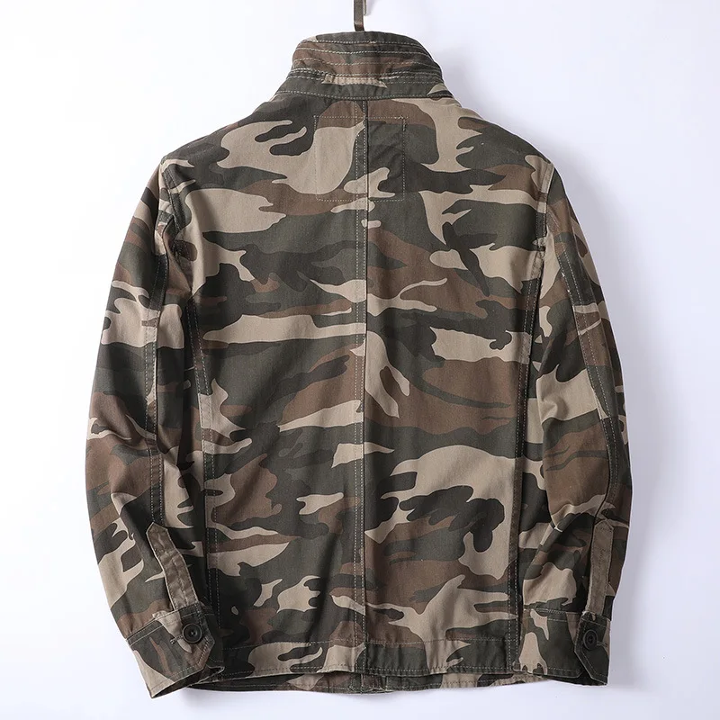 Vintage Spring And Autumn Clothing Men's Coat Camouflage Casual Men's Windbreaker Jacket Loose Zipper Green Jacket For Men