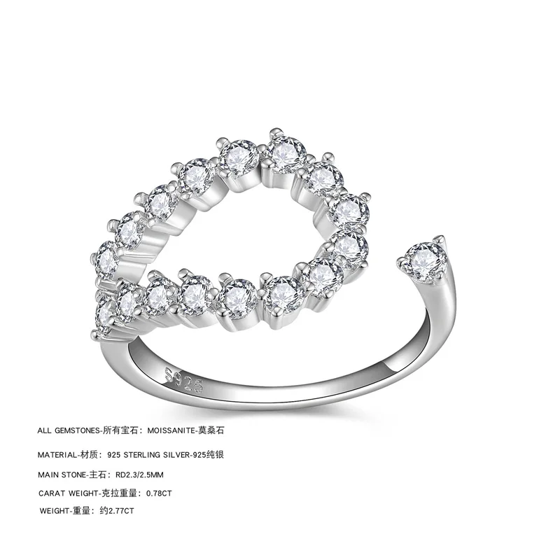 

ZFSILVER модное серебро 925 пробы, классическое белое муассанитовое модное открытое кольцо с каплями воды, женские подвески, ювелирные изделия для свадебной вечеринки, подарки R3-0588