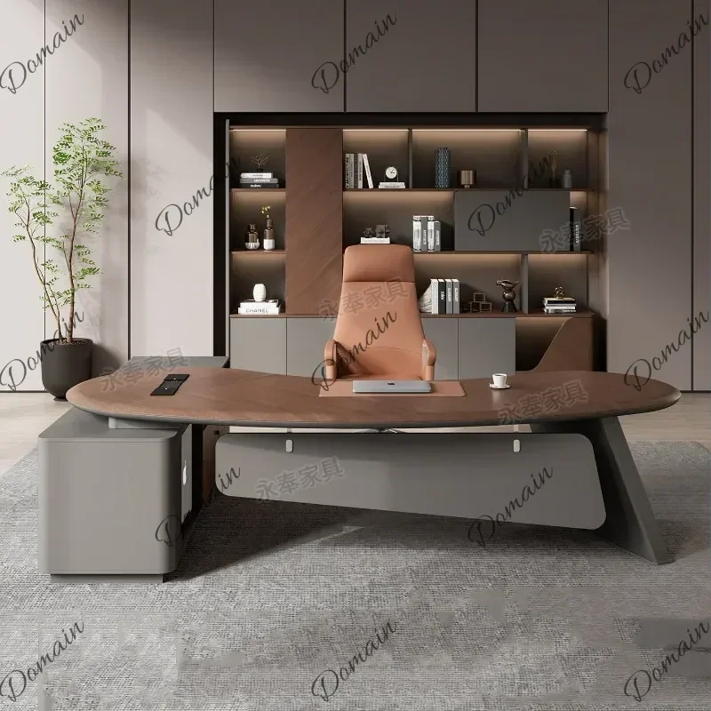 NXX Computer Standing Office Desk Wooden Aesthetic Display Multifunctional Office Desk Shelves Design Scrivania Trendy Furniture