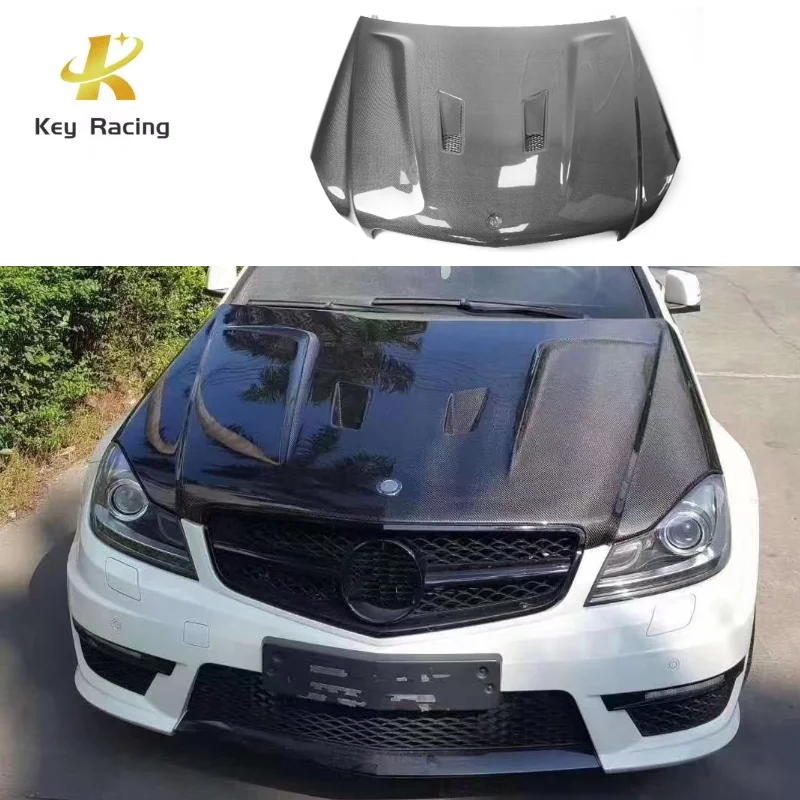 C63 W204 Hood Carbon Fiber BS Style Front Engine Bonnet Cover For Mercedes-Benz C Class W204 C63 AMG Car Styling Accessories