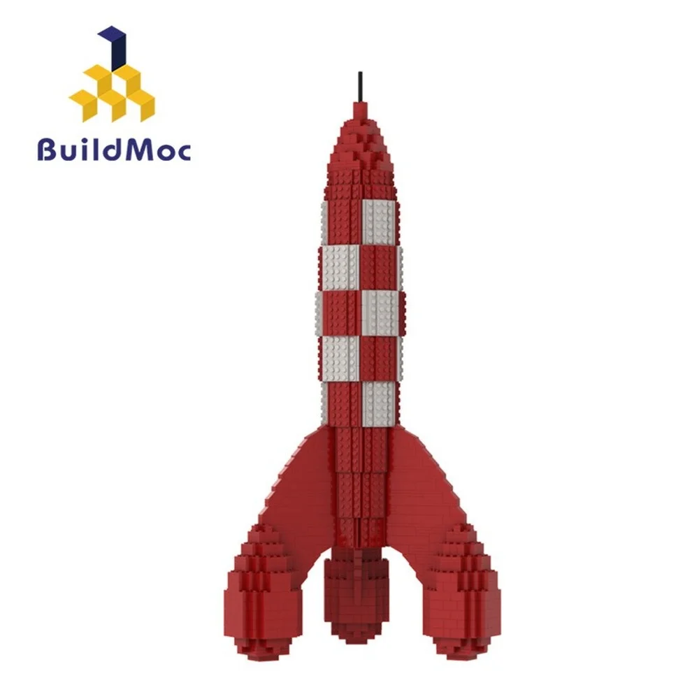 MOC The Adventures of DinDin and Snowy Rocket Building Blocks comics Space Rocket Bricks set Kids Toys Chidren Gifts