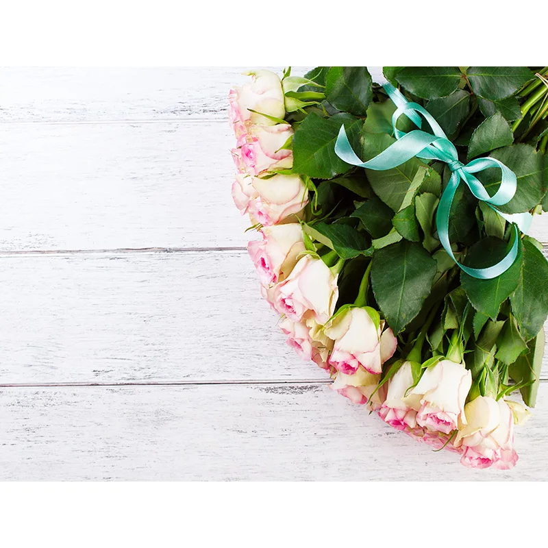 Fondos de fotografía del Día de San Valentín de tela artística NITREE fondos de fiesta de flores de madera telón de fondo de cumpleaños QMH-01