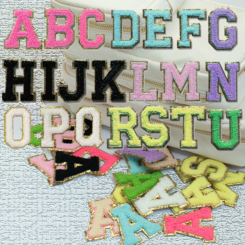 55mm Bag Sticker Letters Patches For DIY Bag Glitter Letter Patches Sticker Embroidery Applique Sticker on Bag Letter